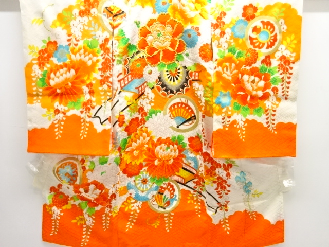 JAPANESE KIMONO / ANTIQUE KIMONO / SILK / EMBROIDERY / FLORAL CART